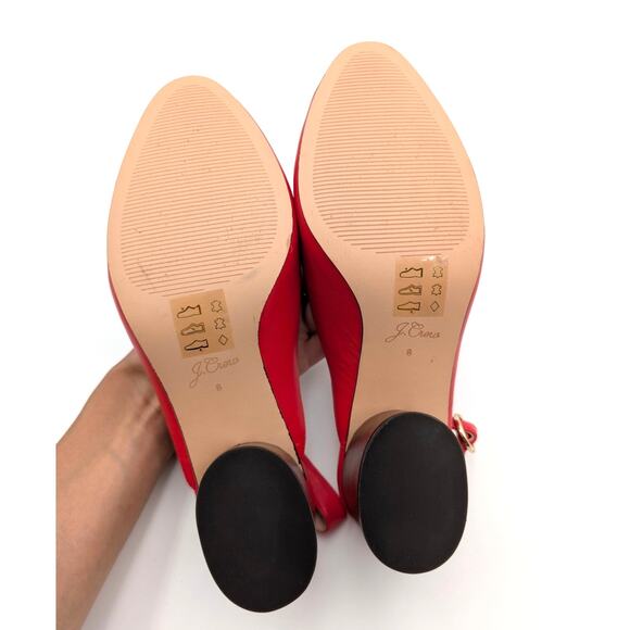 J. Crew Leather Slingback Pumps Almond Toe Women's Bright Cerise Size US8 EU39 - Picture 8 of 10